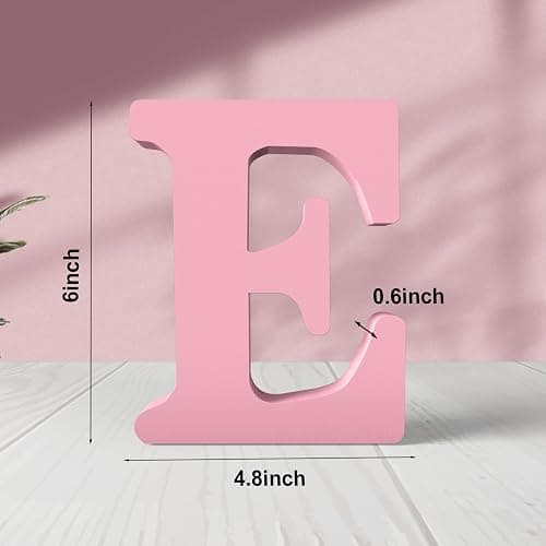 Zaruatu 6 Inch Pink Wooden Letters Unfinished Wood Letters for Crafts Blank DIY Crafts for Adults Pink Decor for Wall Nursery Bedroom Wedding Decoration (E) thumbnail 2