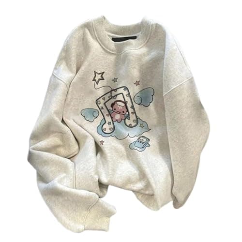 Erqiroc Kawaii Cartoon Cat Print Sweatshirt Harajuku Style Crewneck Pullover Cute Core Long Sleeve Casual Jumper Tops - Image 1