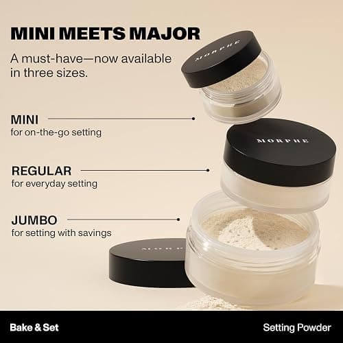 Morphe Bake & Set Translucent Setting Powder - Lightweight, Talc-Free Finishing Powder for Face Makeup with a Soft, Natural Finish - Minimizes Shine for Up to 24HR - Translucent (0.31 oz) thumbnail 6