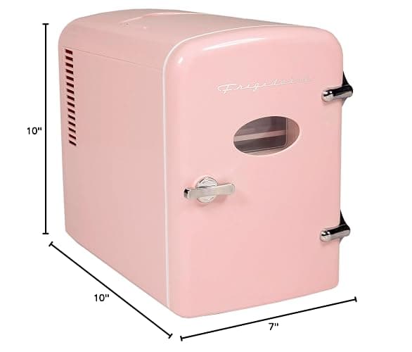 Frigidaire Pink Mini Personal Fridge Cooler, 1 Gal Capacity fits Six Cans, Includes Plugs for Home Outlet & DC Charger - 9.84" D x 7.09" W x 10.35" H thumbnail 2