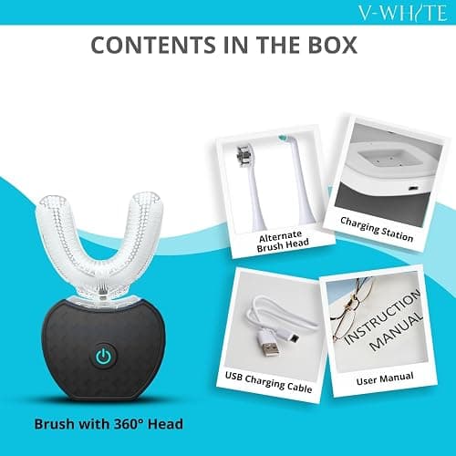 V-WHITE Adults Auto Brush Ultrasonic U-Shaped Toothbrush – 360° Teeth Cleaning, Hands-Free Electric Autobrush – Gum Protection, Waterproof IPX7, Wireless Charging thumbnail 8