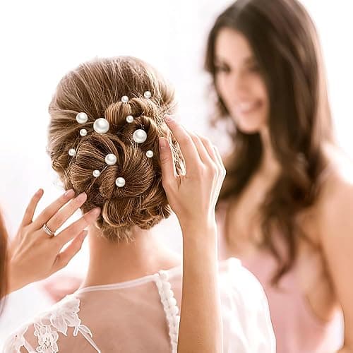 Dayofun 18 Pieces Wedding Pearl Hair Pins, U Pearl Shaped Hair Accessories for Brides Bridesmaids Women, Gold thumbnail 4