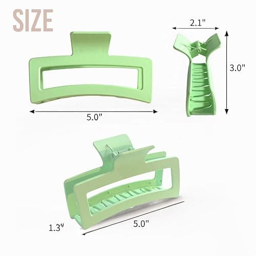 5 Inche Extra Large Claw Clips for Thick and Long Hair, 4 Pack Xl Jumbo Oversized Matte Non-slip Rectangle Hair Clips for Women, Big Strong Hold Jaw MultiColor3 thumbnail 3
