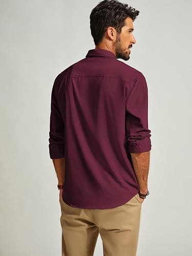 PJ PAUL JONES Mens Long Sleeve Button Down Shirts Wrinkle Free Stretch Untucked Dress Shirts Business Casual Shirt thumbnail 5