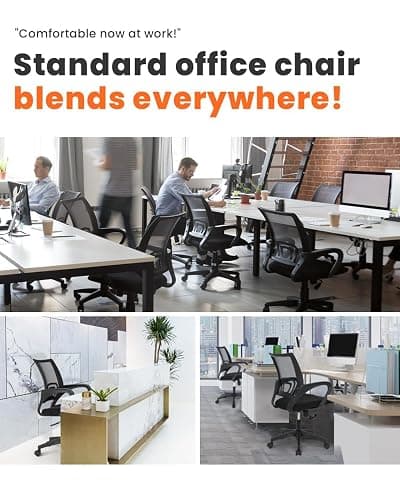 NEO CHAIR Office Desk Computer Chair Ergonomic Mesh Gaming Mid Back Seat with Comfy Lumbar Support Adjustable Height Swivel for Home Task (Black) thumbnail 7