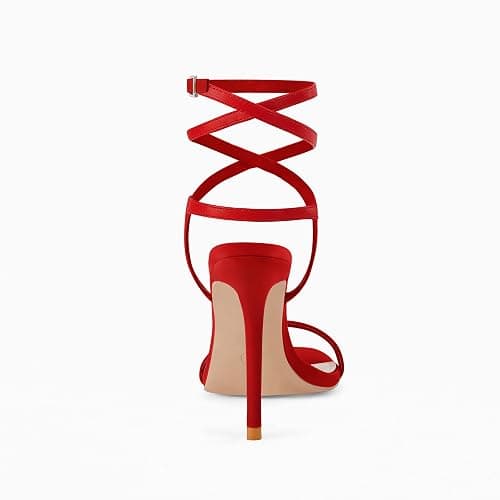 Coutgo Womens Strappy Lace up Heels Sandals Sexy High Heeled Ankle Strap Summer Dress Shoes thumbnail 4