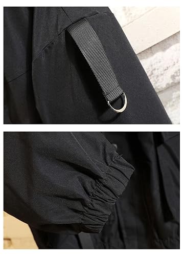 Nutriangee Mens Hip Hop Streetwear Windbreaker Jacket Lightweight Casual Outdoor Bomber with Ribbons Coat thumbnail 4
