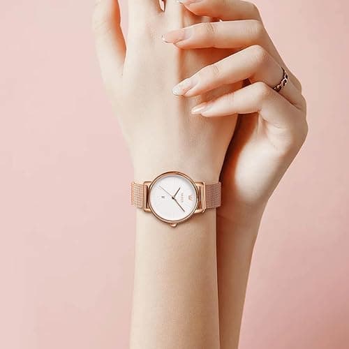 OLEVS Watch Women Rose Gold Stainless Steel Waterproof Luxury Dress Watches for Women Analog Quartz Classic Ladies Watches Fashion Elegant Minimalist Ultra Thin Women Small Watch with Date thumbnail 3