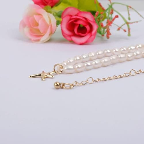 wgoud Natural Freshwater Pearl Choker Necklace for Women, Trendy 14K Gold Plated Pearl Necklaces Handmade Jewelry Gift - Necklace E thumbnail 8