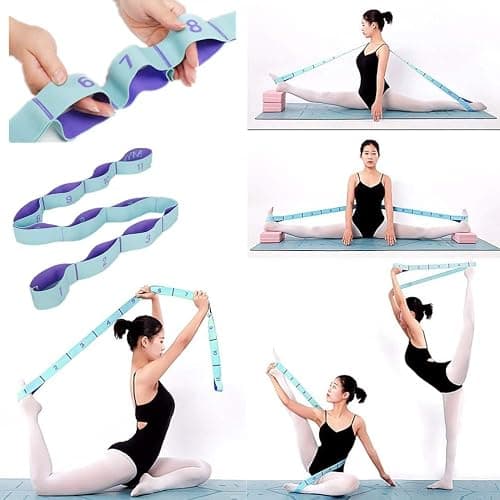 Meishen Nitpicker Stretching Straps Hamstring Stretcher Device Elastic Exercise Band Yoga mat Carrying Straps Leg Exercise Equipment Stretching Strap with Loops for Flexibility Stretch Strap 11 Loops - Image 1