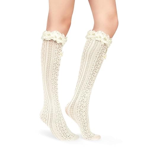 Benefeet Sox Lace Fishnet Knee High Socks Women Girls Ruffle Mesh Knee Highs Lolita Socks Fishnet Stockings thumbnail 7