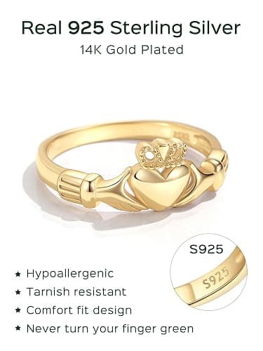 ChicSilver 925 Sterling Silver Claddagh/Triquetra Celtic Knot Promise Ring Size 4-12 thumbnail 5
