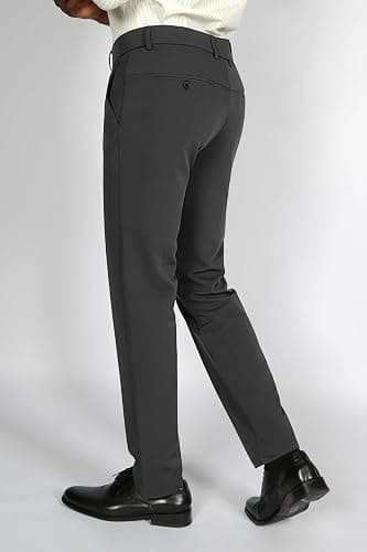 Plaid&Plain Men's 4-Way Flex Stretch Slim Fit Dress Pants thumbnail 9
