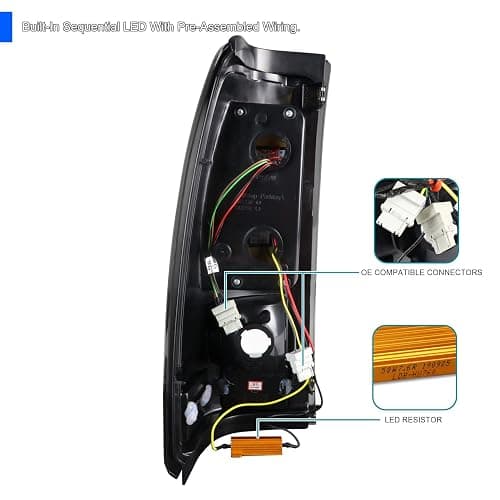 SPEC-D TUNING Black Smoke LED Bar Tail Lights Compatible with 1999-2002 Chevy Silverado GMC Sierra 1500/2500/3500 Models, Left + Right Pair Assembly thumbnail 4