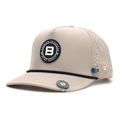 BRIMZ Golf Performance Hat - Tee Holder & Magnetic Ball Marker - Breathable, Sweat & Water Resistant Golfing Snapback Hat - Brimz - Tan - Image 1