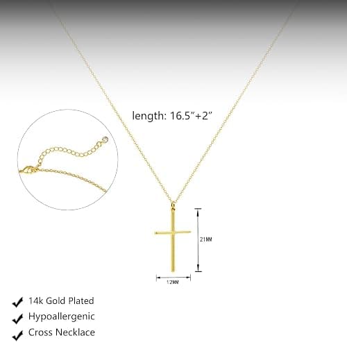 HERIER Cross Necklace for Women - 18K Gold Plated Cross Pendant Necklace Dainty Simple Gold Cross Necklace Tiny Gold Cross Necklaces for Women Trendy Gold Jewelry for Women Gift thumbnail 6
