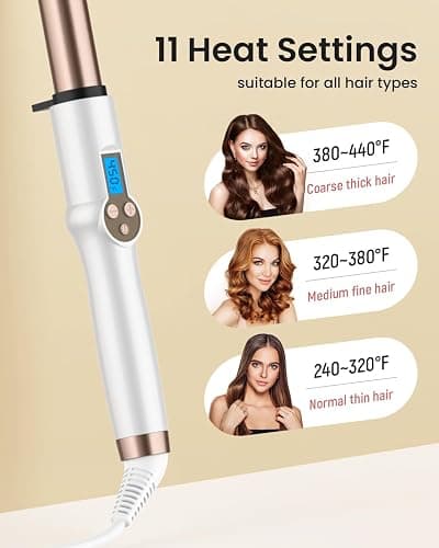 1 Inch Extra Long Barrel Curling Wand, Ceramic Tourmaline Curling Wand Professional Dual Voltage with Adjustable Temperature thumbnail 5