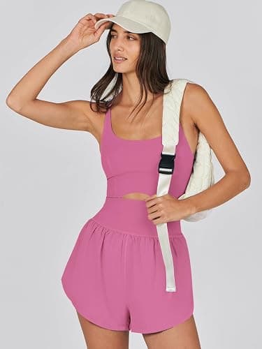 Caracilia Women's Workout Athletic Romper Summer Sets Short Jumpsuits Onesie Running Outfits Exercise Gym 2026 Trendy Clothes thumbnail 8