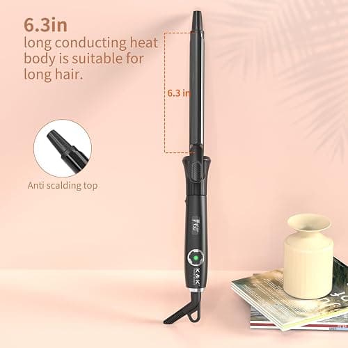 3/4 Inch Curling Iron with Clipped Tourmaline Ceramic Barrel Professional 0.75Inch Hair Curler up to 450°F Dual Voltage for Traveling 60 Mins Auto Off Suit for Different (Black, 0.75 Inch) thumbnail 6
