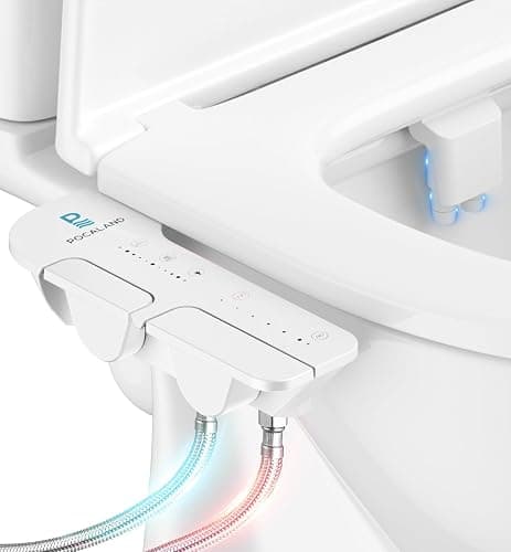 Ultra-Slim 3-in1 Bidet, Warm Water, Self-Cleaning, Posterior&Feminine Wash-(Retractable Dual Nozzles), Non-Electric Bidet Attachment for Toilet Seat, Adjustable Water Pressure, Stainless Steel Inlet - Image 1