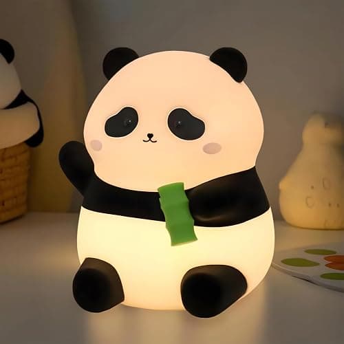 Rytinazzz Cute Panda Silicone Night Light, LED Squishy Lamp with 12H/50H Long Battery Life, 2 Levels Brightness by Tap Control, Rechargeable Soft Light for, Kids Bedroom Decor & Gifts for Boys Girls - Image 1