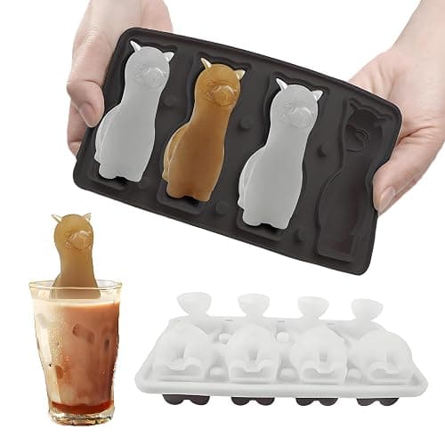3D Alpaca Ice Cube Mold, 4 Hole Fun Shapes Large Daarcin Ice Cube Tray for Whiskey,Cocktail,Bourbon, Cute Novelty Animal Gifts for Women, BPA Free (Black) - Image 1