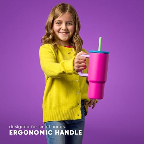 Simple Modern Kids 24 oz Tumbler with Handle and Silicone Straw Lid | Spill Proof and Leak Resistant | Reusable Stainless Steel Bottle | Gift for Kids Boys Girls | Trek Collection | Scout Mix thumbnail 2