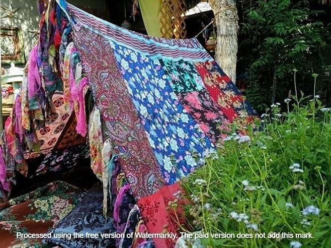 YILLE Boho Tent - Saree Tent - Bed Canopy | Bohemian Wedding Backdrop | Gypsy Hippie Decor - Floor Seating Area | Meditation Room - Glamping, X-Large thumbnail 7