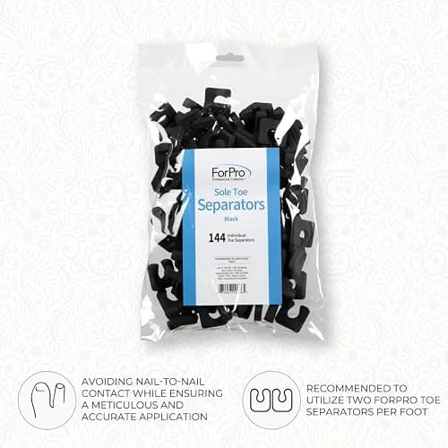 ForPro Sole Toe Separators - Black Luxurious Foam Separators - Individual Toe Separators for Pedicures â€“ 144-Count thumbnail 4