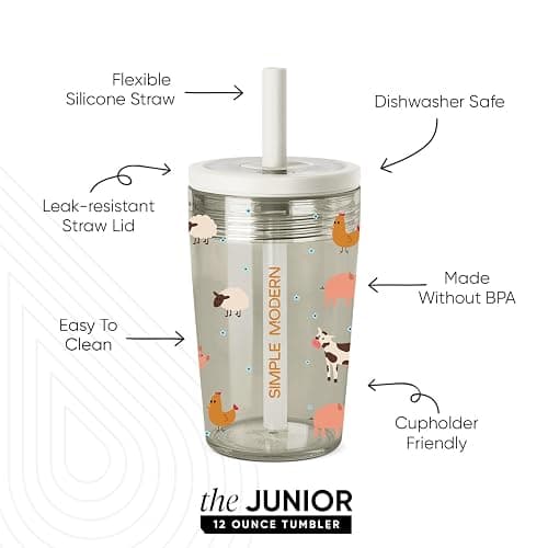 Simple Modern Toddler Tumbler with Straw | 12oz Cute Kids Cup, Farm Animals | Junior Tumbler Kids Water Bottle & Spill Proof Sippy Cup for Girls, Boys | See-Through Lid, Toddler Cup | Farm Animals thumbnail 3