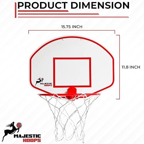 Majestic Hoops Mini Basketball Hoop - Indoor Basketball Hoop - Durable Plastic Basketball Hoop for Kids and Adults - No Assembling - Premium Basketball Game with Ball and Pump thumbnail 2