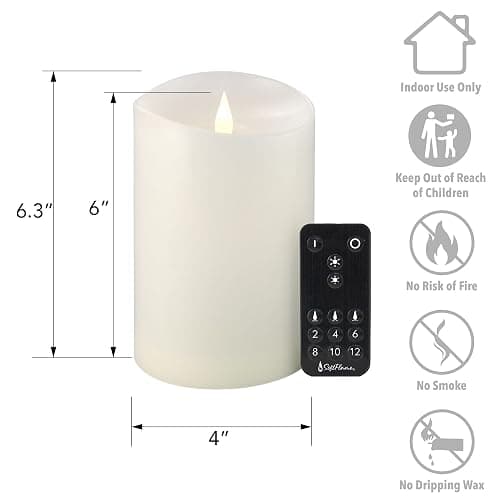Softflame Flameless LED Candles with Remote Control, 4"x 6.25"Flickering 3D Moving Flame Battery Operated Candles in Real Wax Shell for Indoor Use, Home Decor White thumbnail 2