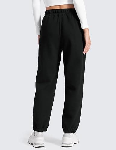 CRZ YOGA Cotton Fleece Lined Jogger Sweatpants Women 28" - Casual Lounge Travel Pants with Pockets Winter Warm thumbnail 2