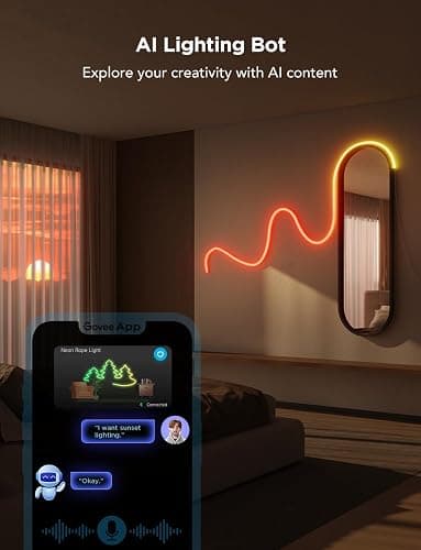 Govee RGBIC Neon Lights, LED Smart Neon Rope Light 2 Works with Matter, Alexa, Google Assistant, Custom DIY Neon Strip Lights for Bedroom and Wall Decor, Softer Material, 9.8ft, White thumbnail 7