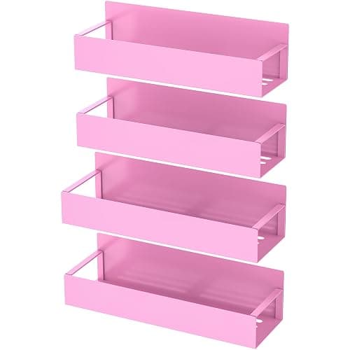 HuggieGems 4 Pack Magnetic Spice Storage Rack Organizer for Refrigerator and Oven, Pink Fridge Organizers and Storage thumbnail 5