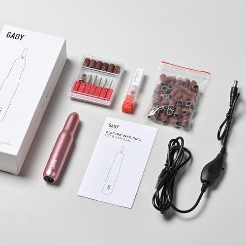 ❤️GAOY Electric Nail Drill for Acrylic and Gel, USB Electric Nail File, Portable Efile with Drill Bits, Manicure Pedicure Tools for Home Salon, Pink thumbnail 7