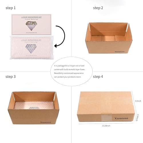 Yzzseven 14 Types of 700 Rose Pink Diamonds + 2100 Flat Rhinestones Mix 20 Styles Flatback DIY Crafts Rhinestone Crystals 3D Ornament‌s Flat Back Stones Set + Tweezers + Drill Pen thumbnail 7