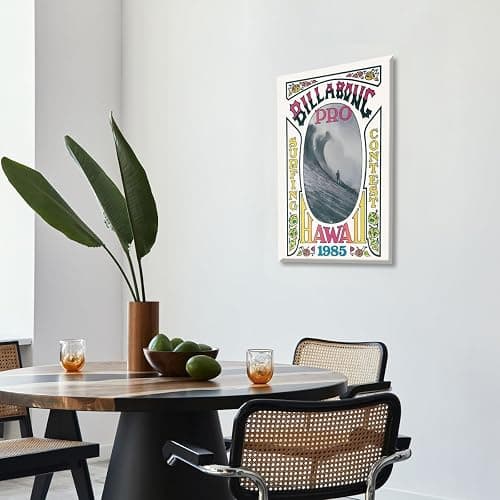 Vintage Hawaii Surf Poster Canvas Print Retro Surfing Competition Wall Art Coastal Beach Wall Picture Decor for Living Room Bedroom Bathroom California Wave Riding Shack Artwork 12x18inch Unframed thumbnail 7