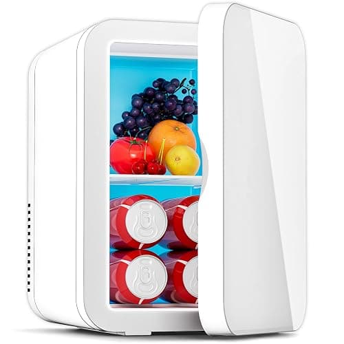 JrostKault Mini Fridge for Bedroom - 6 Liter/8 Can Portable Refrigerator for Car, Office, Dorm - Quiet Cooler & Warmer for Food, Drinks, Makeup & Skincare - AC/DC Power Supply - Image 1