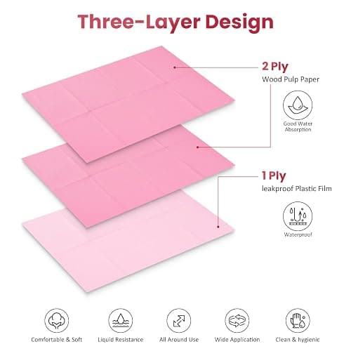 Etercycle Disposable Nail Mats - 50Pcs Fordable Nail Art Table Mats for Table Acrylic Nail Practice Sheet, 3 Ply Waterproof 13" X 18" Clean Pads Nail Art Accessories (Pink) thumbnail 2