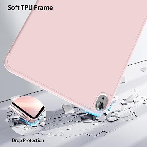 Kenke for iPad 11/10th Gen Case with Pencil Holder 11/10.9 inch 2025 A16/2022, Soft TPU Back Shell Hybrid Slim Trifold Stand Protective Cover Support Touch ID Auto Wake/Sleep (Pink) thumbnail 9