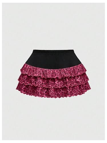 MakeMeChic Women Cheetah Print Y2K Tiered Ruffle Skirts | cheetah print, lace up, flowy skirt, ruffle skirts for women, high waisted skorts for women, parties outfits thumbnail 2