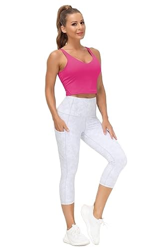 THE GYM PEOPLE Womens' Sports Bra Longline Wirefree Padded with Medium Support - Bright Pink - Small thumbnail 5