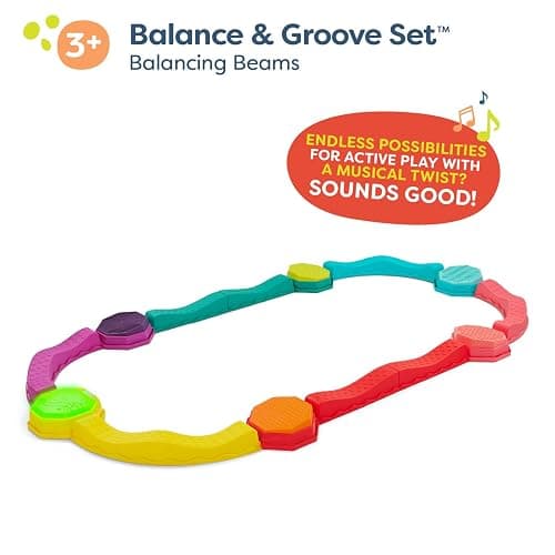 B. toys – Balance Beam for Kids – Musical Games & Activities – 5 Sensory Stones, 8 Wavy Beams & 1 Musical Pod – Indoor & Outdoor Active Play – 3 Years + – Balance & Groove Set thumbnail 5