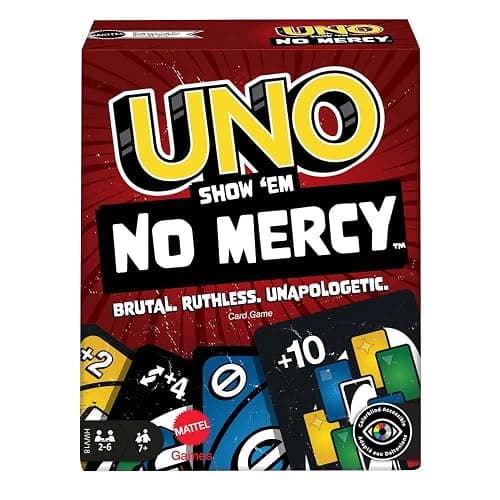 Mattel Games UNO Show ‘em No Mercy Card Game for Kids, Adults & Family Parties & Travel with Extra Cards, Special Rules & Tougher Penalties - Image 1