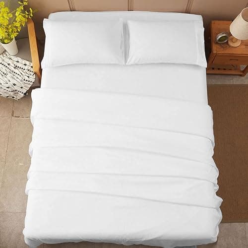 SONORO KATE Bed Sheet Set Super Soft Microfiber 1800 Thread Count Luxury Egyptian Sheets 16-Inch Deep Pocket Wrinkle and Hypoallergenic-4 Piece(Queen White) thumbnail 8