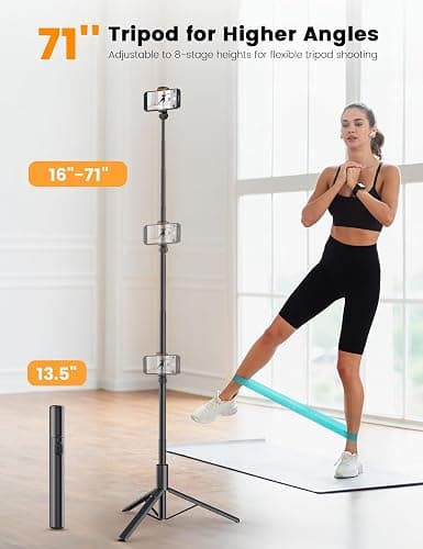 ANXRE 71" Phone Tripod, NT79 Extendable Selfie Stick for Cell Phone＆Camera Photo Video Kits, Travel Tripod Stand with Remote for Video Recording, Phone Holder Tripod Compatible with Phone Camera Gopro thumbnail 2