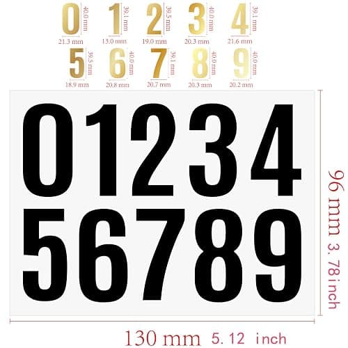 10 Sheets 1.5 Inch Gold Vinyl Number Stickers 0-9, Self Adhesive Waterproof Numbers for DIY Crafts, Home Décor, Mailbox, Signs, Bottles, Classroom, Scrapbooks, Labeling Projects（Gold ） thumbnail 3