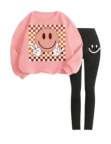 Lianpyxa Tween Girl Clothes Cartoon Sweatshirt Elastic Waist Sweatpants 2PCs Girls' Fall Clothing Sets - Image 1