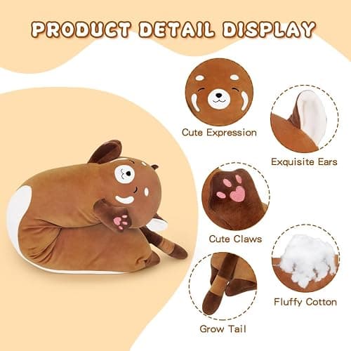 MIAOHAHA Plush Raccoon Pillow - Cute Stuffed Animal Toy, 50cm/19.6in, Perfect for Kids & Girls, Hugging Pillow for Sleeping & Gifting thumbnail 4
